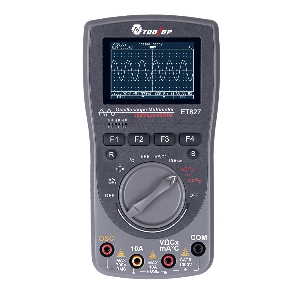 Tooltop Et827 2in1 Oscilloscope Multimeter 40mhz Bandwidth 200msps