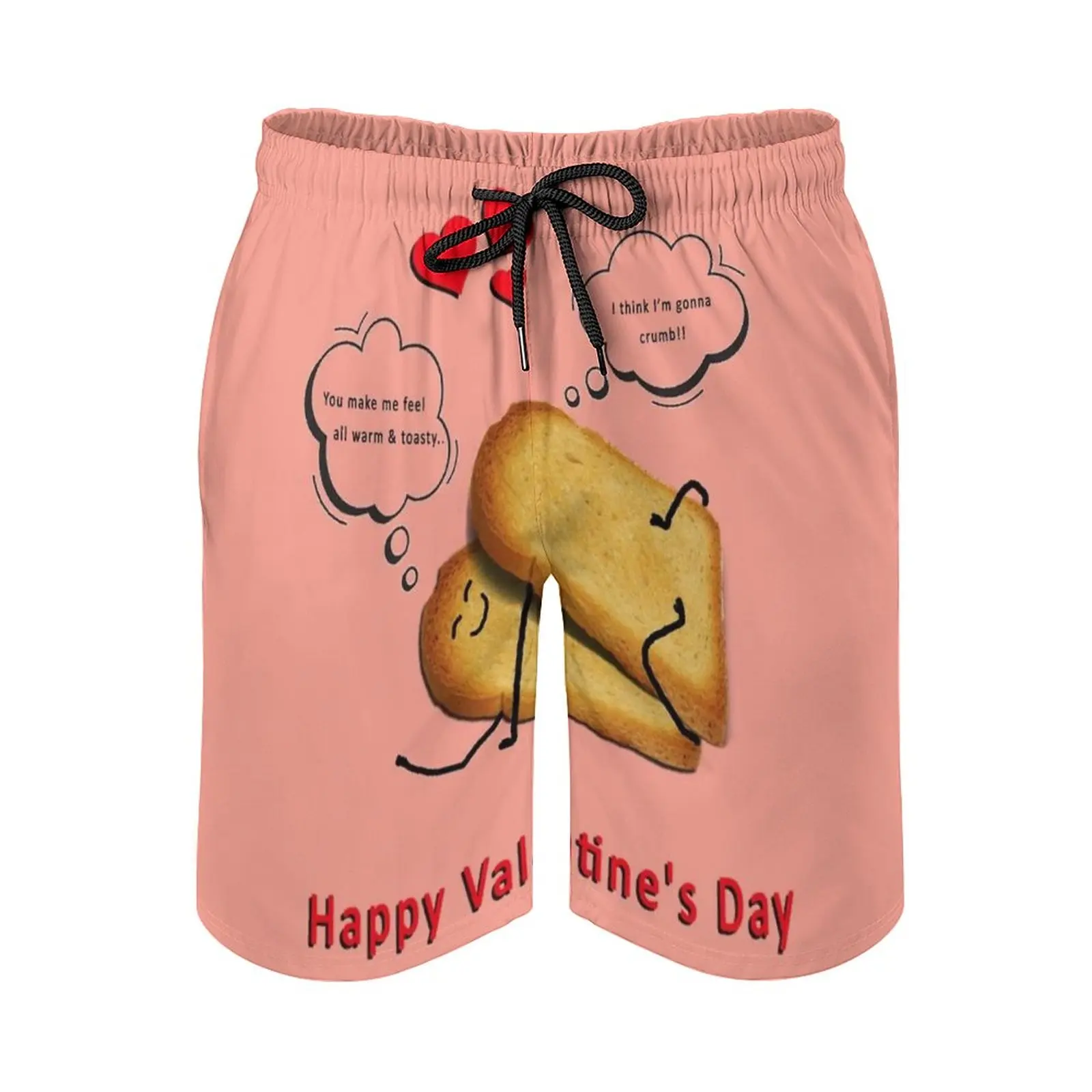 

Happy Valentines Toasting-Think I'M Gonna Crumb! Men'S Sports Short Beach Shorts Surfing Swimming Boxer Trunks Valentines Love