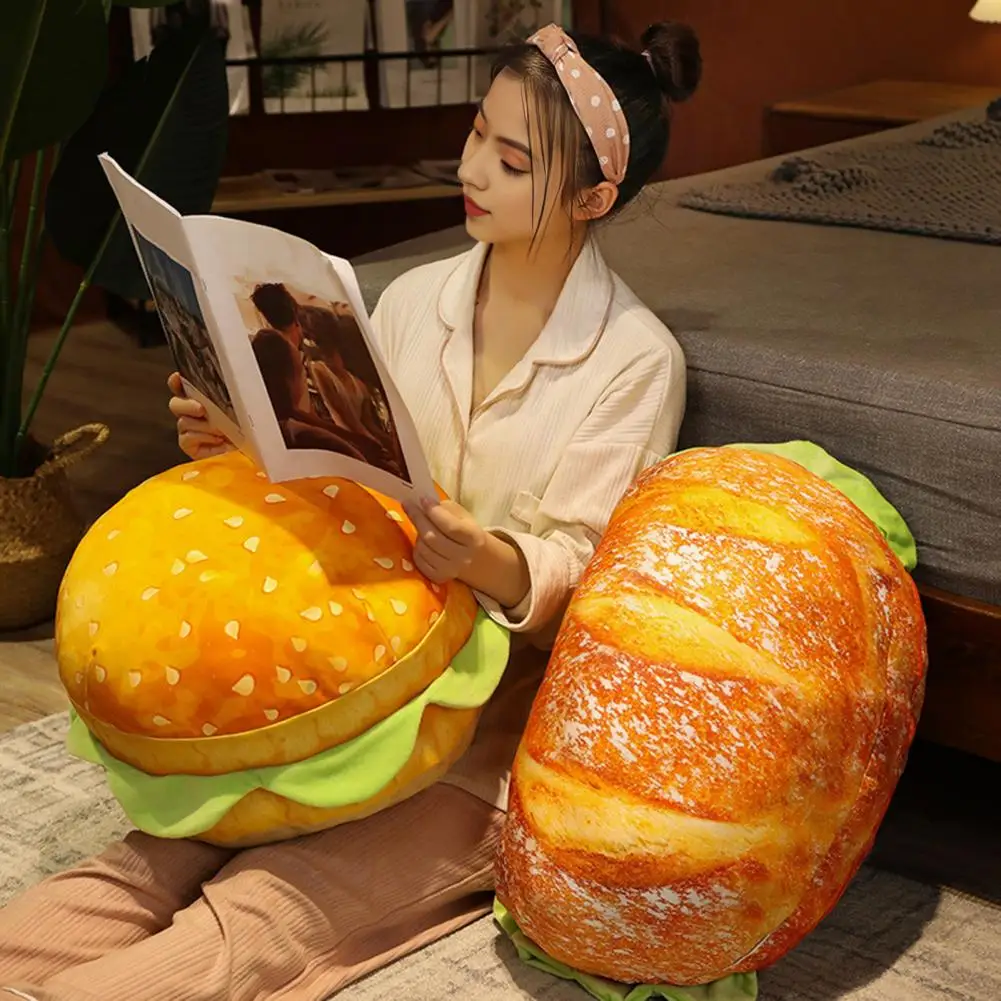 3d Printed Burger Pillow Cheeseburger Plush Pillow 3d Simulation Hamburger Stuffed Cushion for Kids Bedroom School Classroom 2