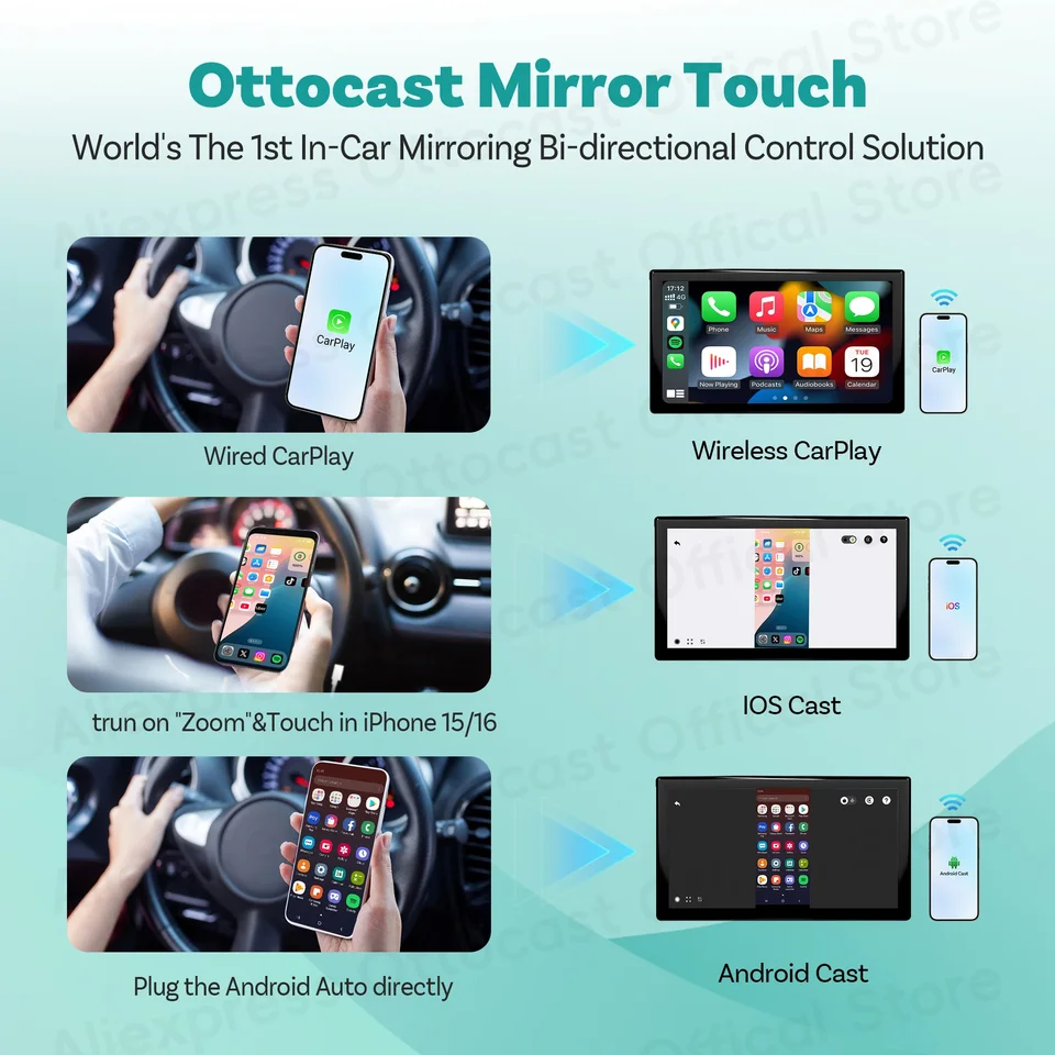 OTTOCAST Mirror Touch ワイヤレスCarPlay Amazon.com: OTTOCAST Mirror Touch Wireless CarPlay Adapter