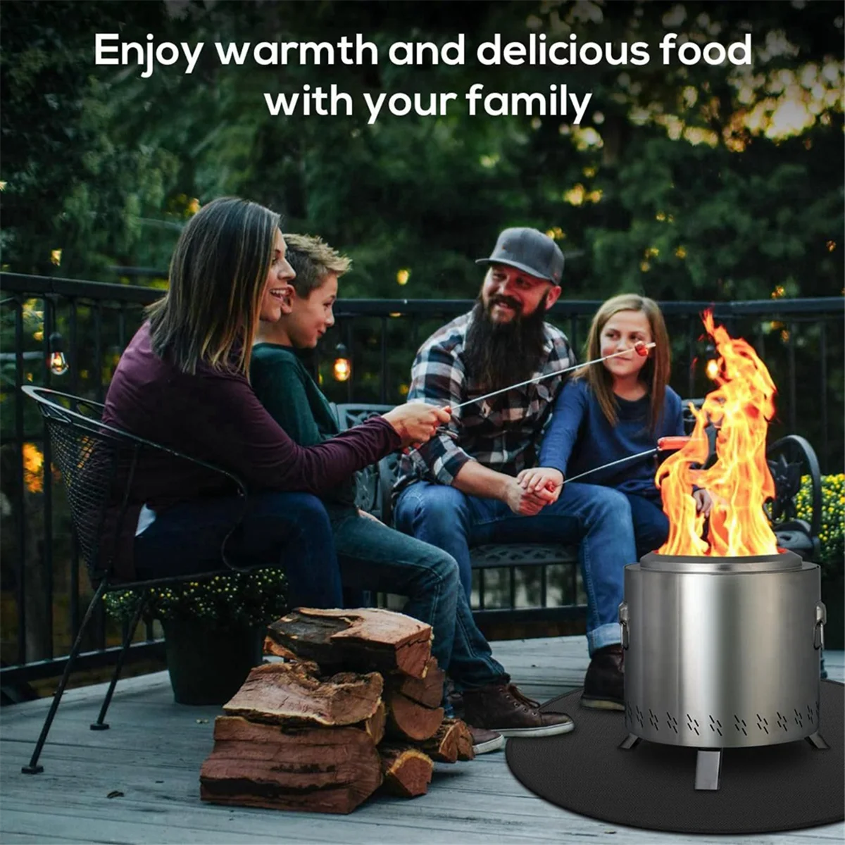 BAAU Fire Pit Mat for Bonfire,Double-Sided Fireproof Firepit Mat Round Fire Pit BBQ for Under Grill 30Inch