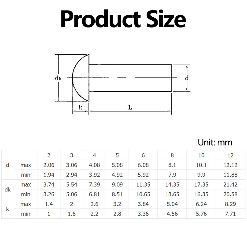 Aluminum Solid Round Head Rivet Self-plugging Semi-round Head Hammer Type GB867 rivets and fasteners rivets and screws