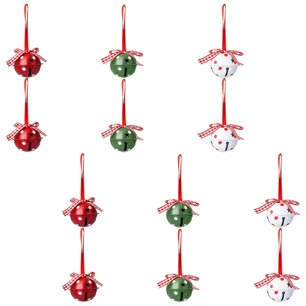 

12 Pcs Christmas Tree Decorations DIY Material Bow Tie Xmas Bowknot Bell Ornaments Wrought Iron Style Adornments