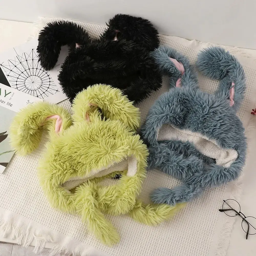 

Мультяшные шапки с заячьими ушками, модные милые женские шапки с ушками, милая шапочка для девочек, плюшевые шапки для косплея