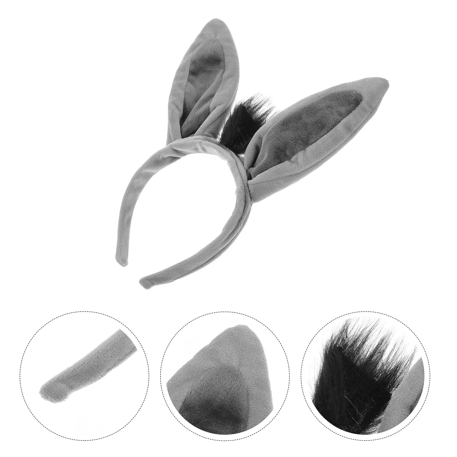 Band Animal Donkey Ear Band Party Favors Zoo Animal Costume Jungle Plush Donkey Ear Hair Hoop Adult Kid Holiday