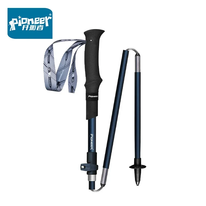 Pioneer Ultralight Collapsible Walking Stick Carbon Fiber Aluminum Alloy Double Material Hiking Trekk Pole 105-125cm Adjustable 5