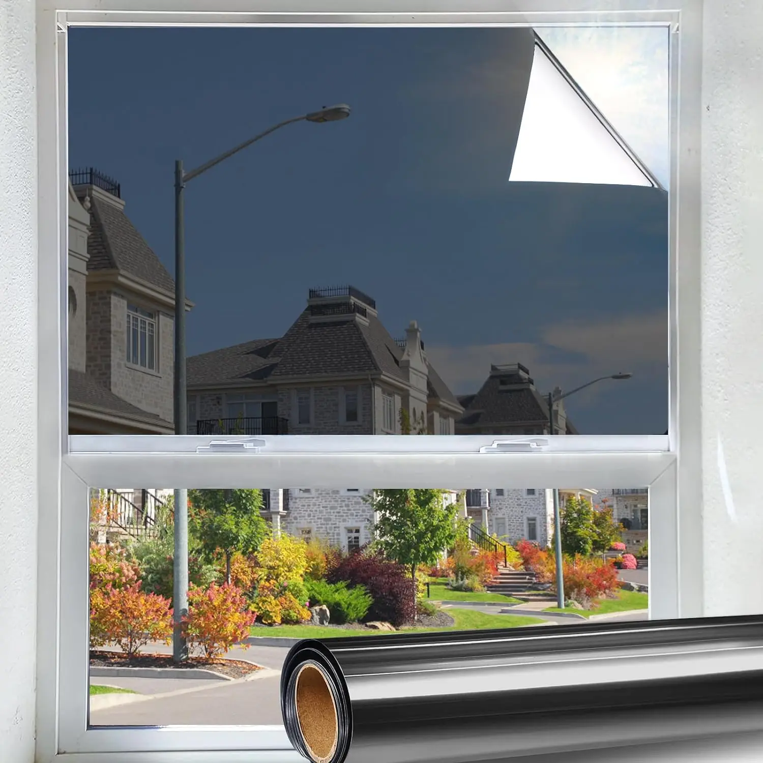 Heat Control Window Film Sun Blackout UV Protection One-Way Privacy Mirror Reflective Film Explosion-Proof PET Material