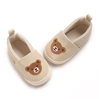 Baby Girl Boy Casual Flats Bear Embroidery Soft Sole First Walking Shoes for Spring Fall Newborn Toddlers PU Leather Shoes 1