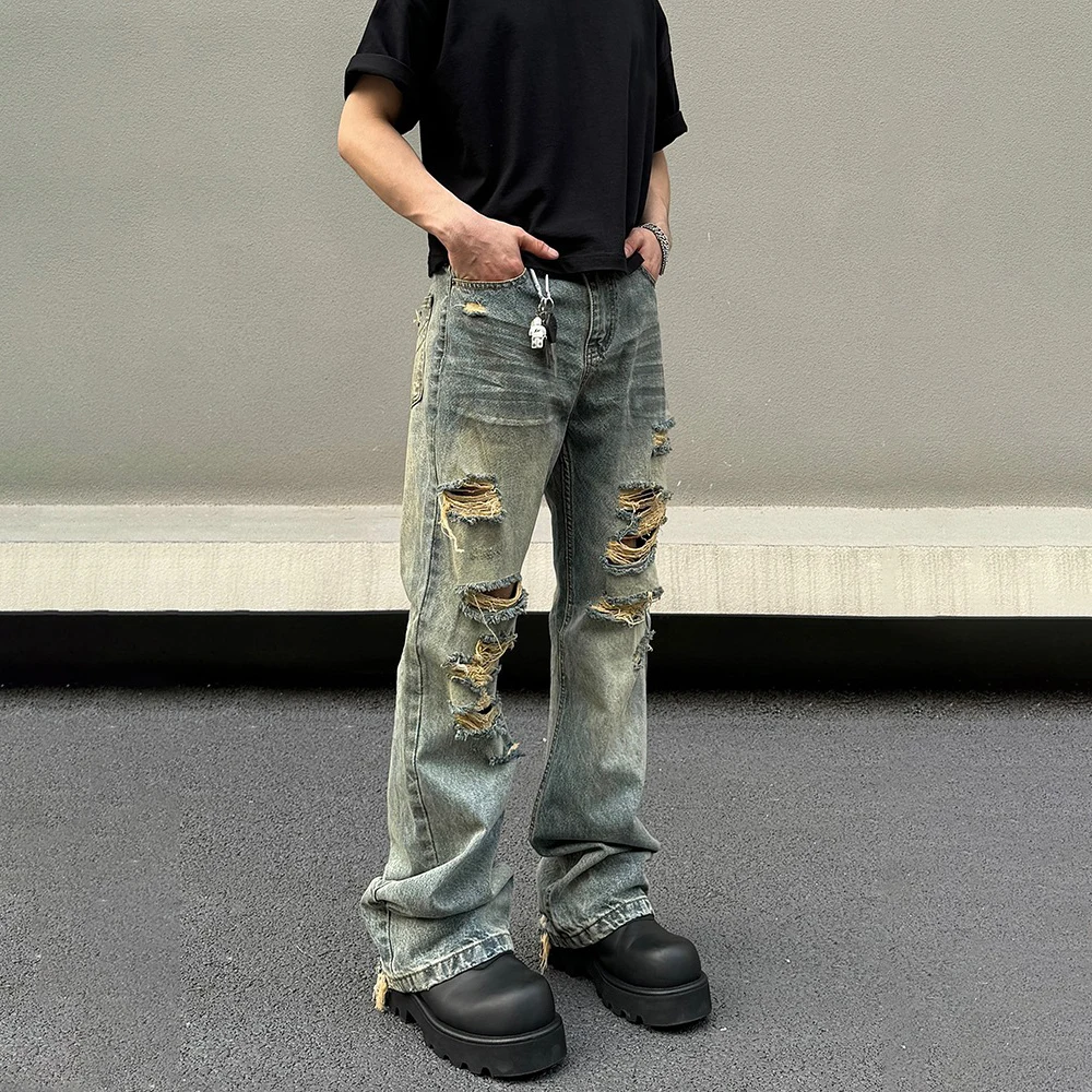 Ripped Jeans Men Vintage Trousers Streetwear Casual Fashion Hip Hop Street Punk Clothe Original New Kpop Loose Hole Denim Pants 3