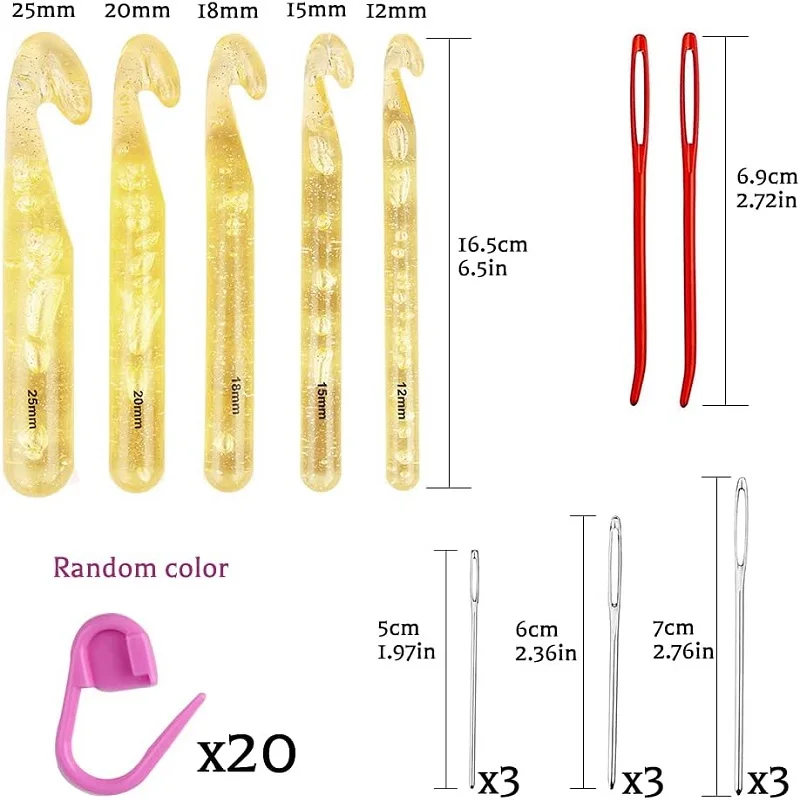 BUDDUR Crochet Knitting Needles Kit With Stitch Marker And Large Eye Blunt Needles For Fabric Weaving DIY Handmade Craft Tools
