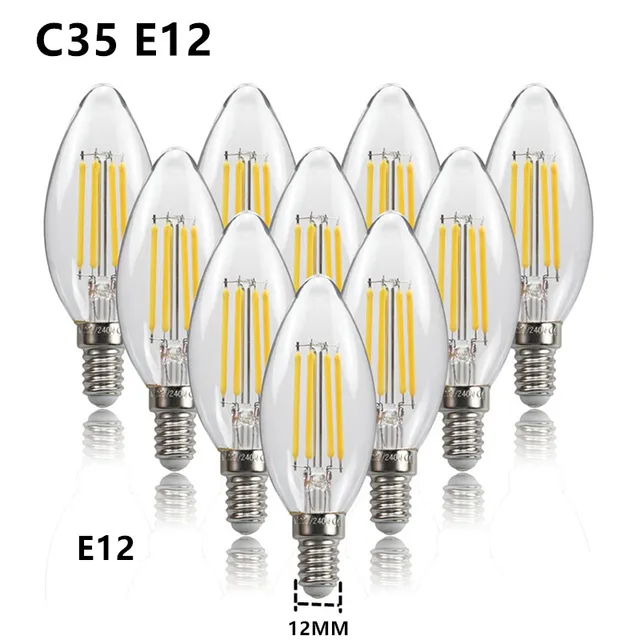 Ampoule Led C35 E14 E12 E27, 10 Pièces, 220v 110v, Variable 2w 4w