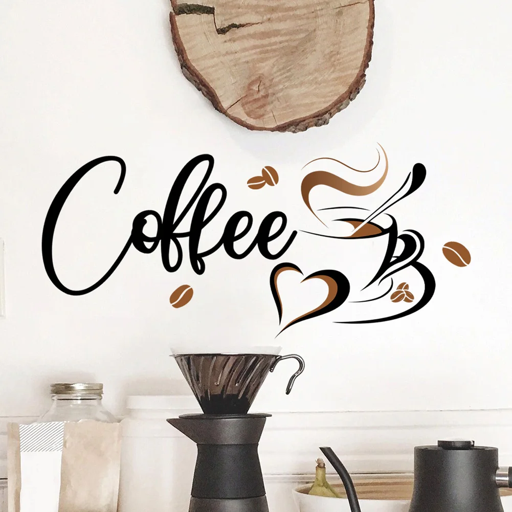 Wall Stickers Coffee Cup Mural For Kitchen Home Living Room Restaurant Cafe Decor