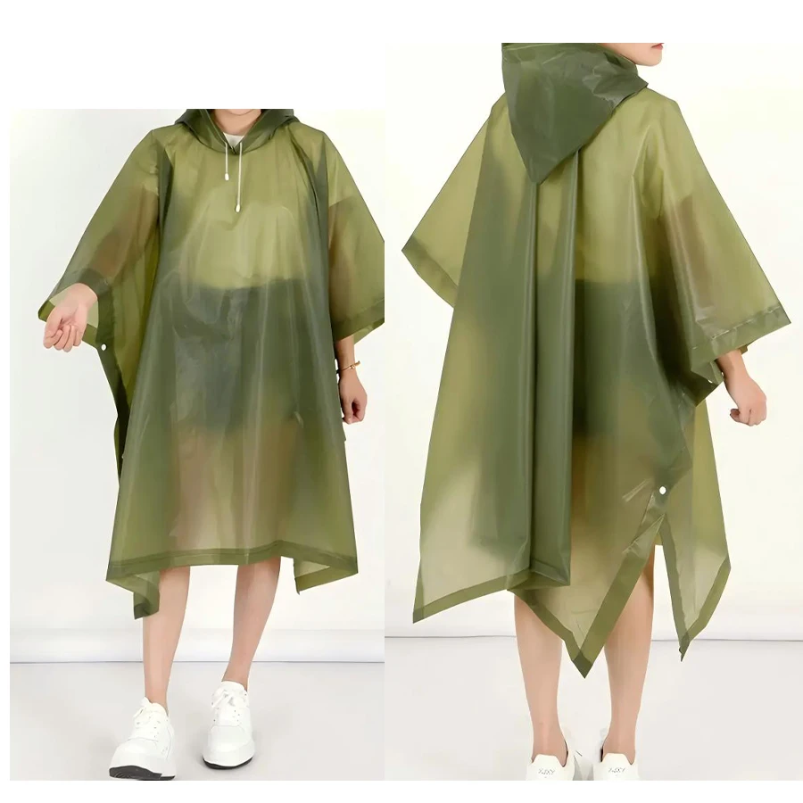 Reusable EVA Rain Poncho – Waterproof Adult Festival Coat, One Size, Multicolor