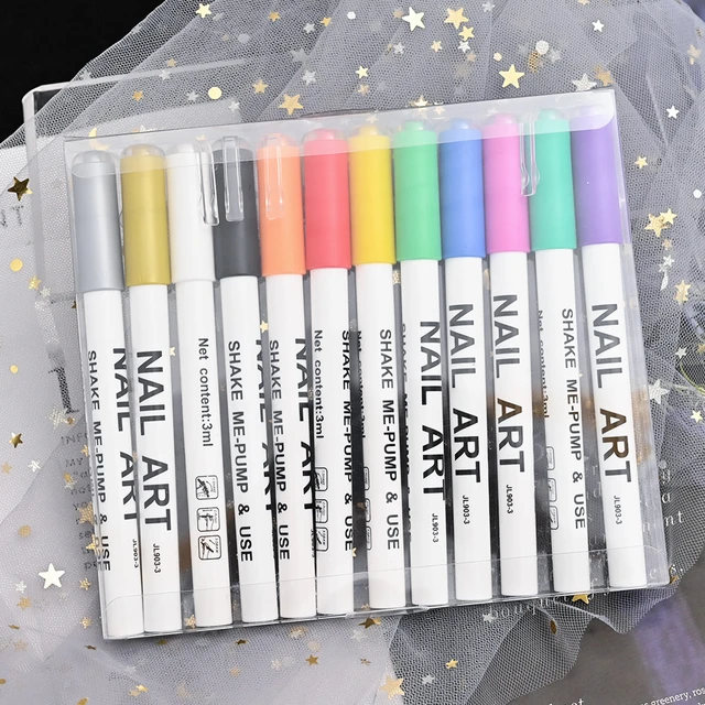 12 Colors Art Graffiti Pen Set, Acrylic Paint Pens Fine Tip Nail Pens for  3D Nail Art Marker Line Drawing, Dotting, DIY Manicure - AliExpress