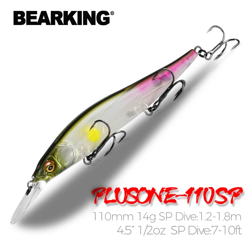 Wobbler professionnel Bearking 110mm 14g plonge 1.8m pour brochet et perche - jerkbait efficace