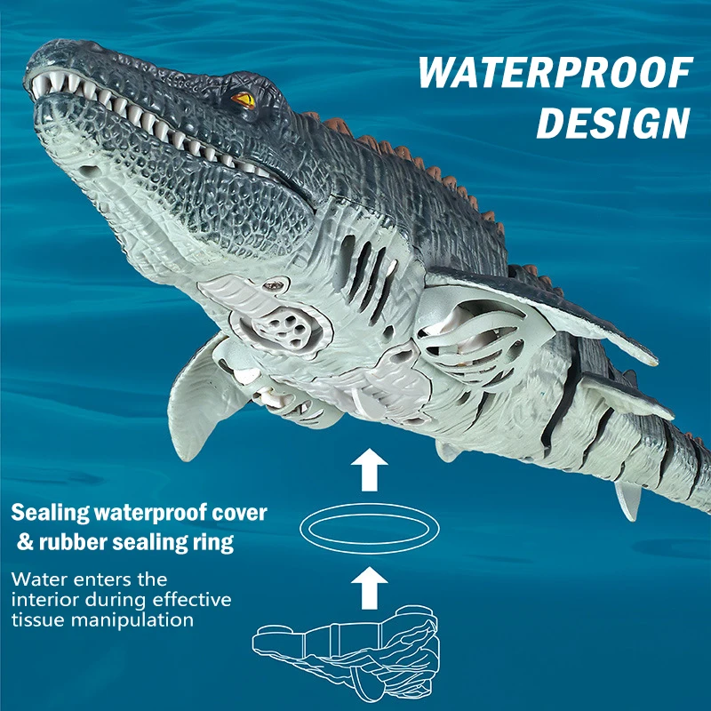 Remote control mosasaur dinosaur electric can be launched into the water will swing swimming water spray children's toy boy gift 3