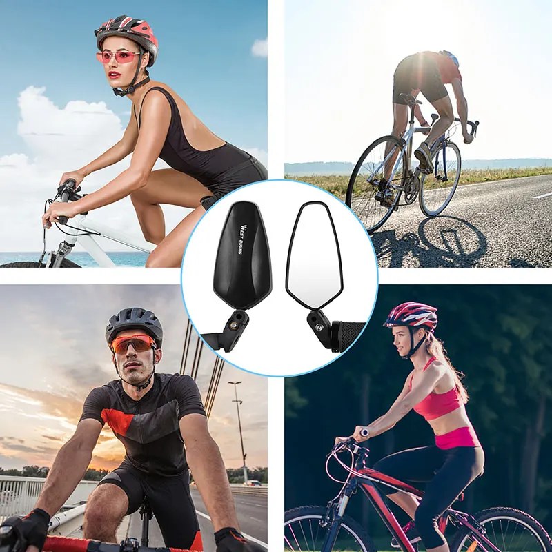 WEST BIKING 1 PC Sicherheit Fahrrad Rückspiegel Weitwinkel MTB Lenker Spiegel 360 ° Fahrradzubehör mit verstellbarer Linse – Detail 8