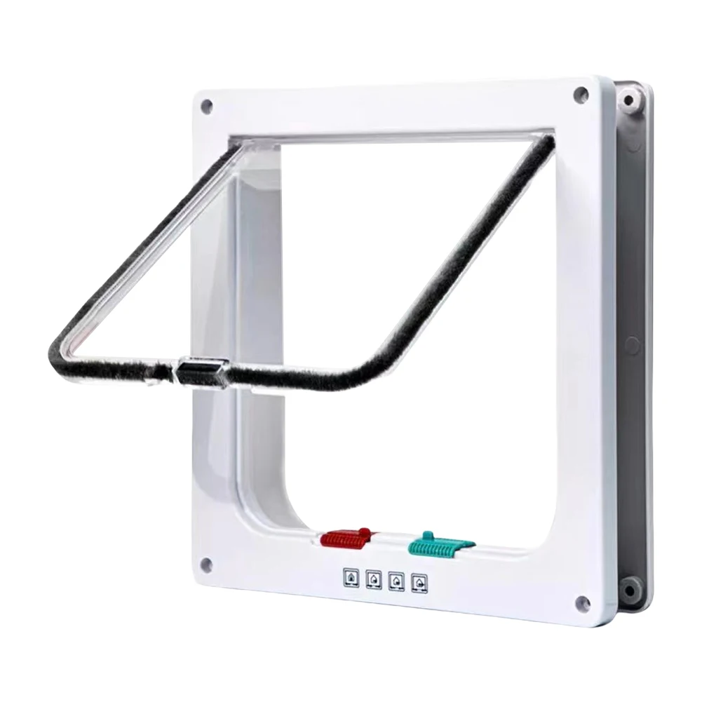 Cat Flap Door with 4 Way Security Lock Puppy Kitten Safety Pet Door ABS Plastic Small Pet Gate and Sliding cat door pet door