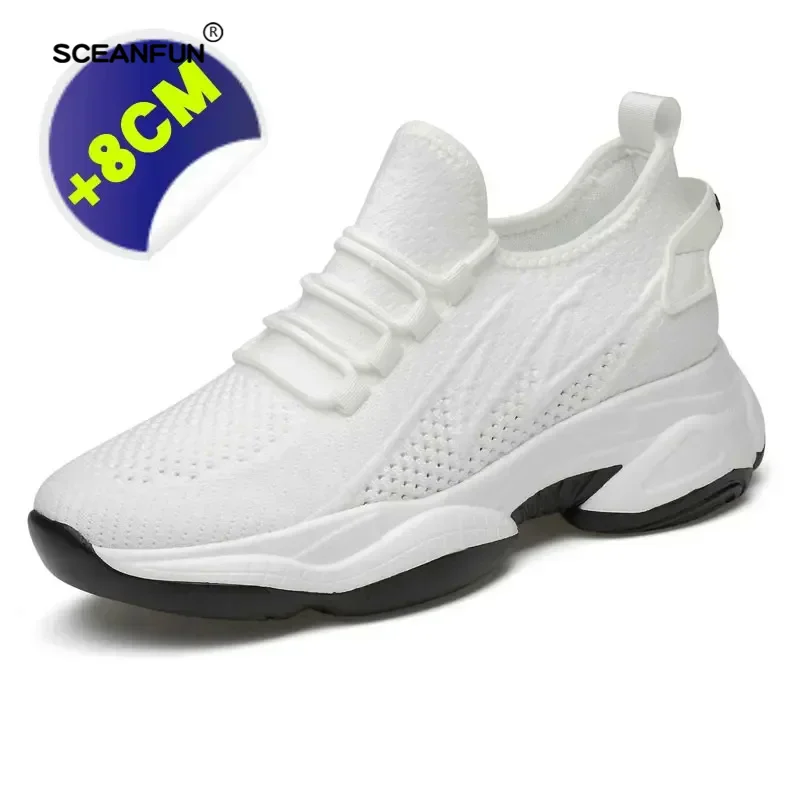 High quality sneakers men elevator shoes height increase shoes casual insole 8cm 6cm optional taller male 36-44 heighting 6