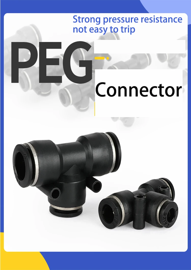 Description Picture 2 of itemAir Pipe Hose Fitting Pneumatic Fitting Black PEG Three-Way Variable Diameter Quick Connector