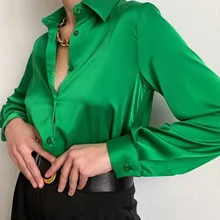 Blusa De satén De manga larga para Mujer, camisa francesa drapeada De diseño avanzado, con botones, novedad De Primavera/Verano 2022