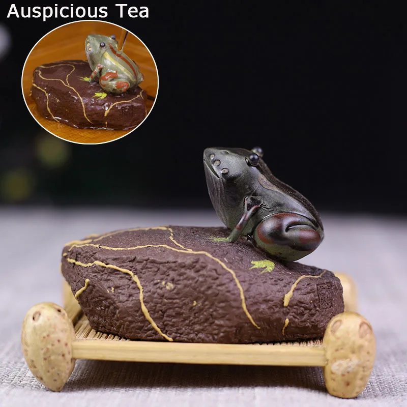 

Creative Yixing Discoloration Purple Clay Lucky Frog Figurine Tea Pets Handmade Home Tea Ceremony Desktop Crafts Birthday Gifts