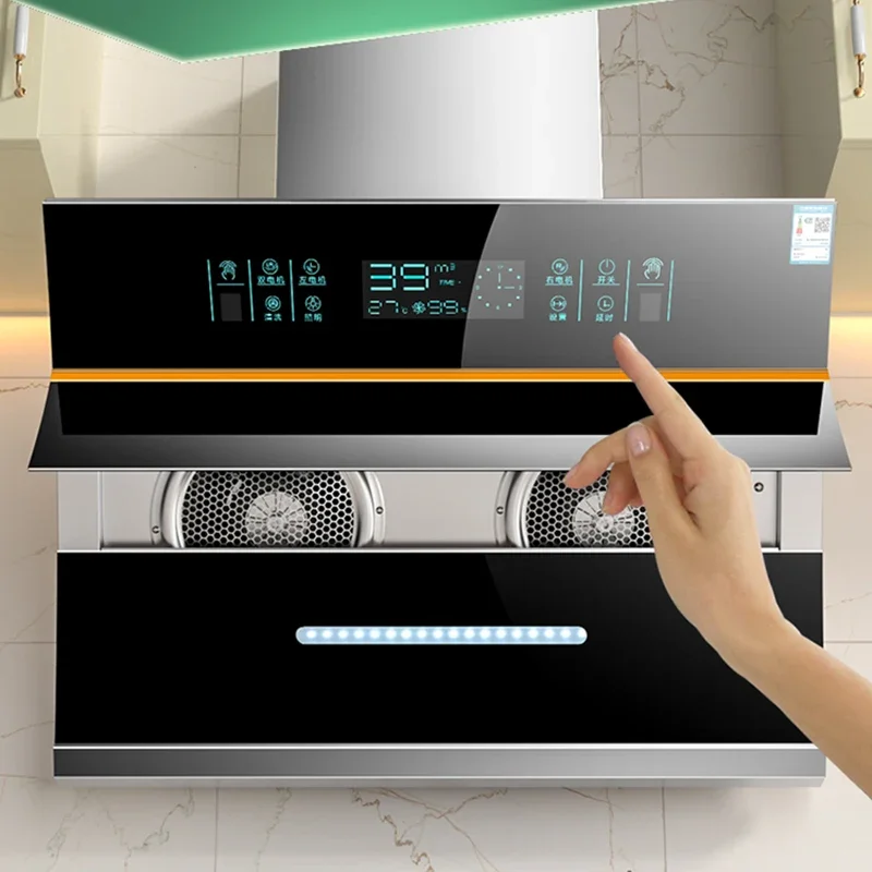 90cm Hood Kitchen Wall-mounted Hotte Aspirante Cuisine Side Suction Okap Kuchenny 220V Intelligent Cleaning Rang Hood 5