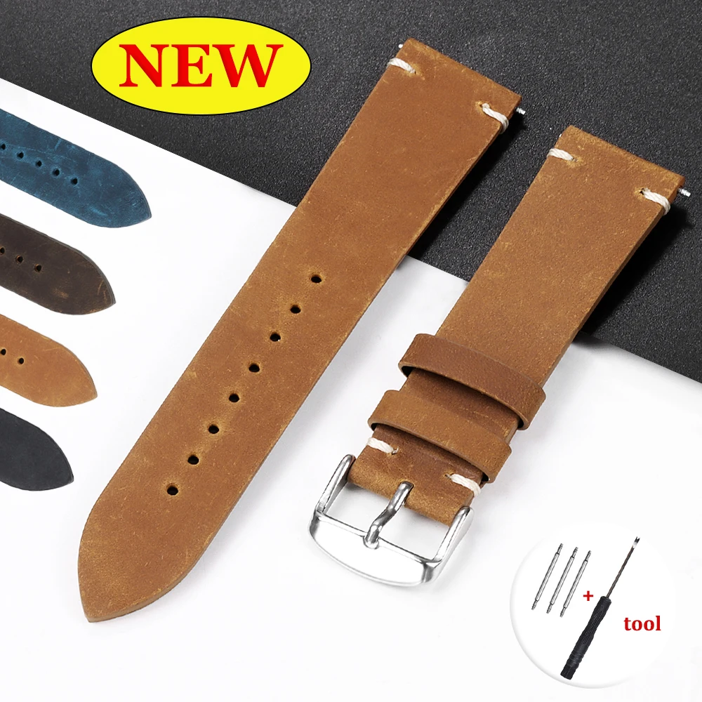 Calfskin Genuine Leather Quick Release Watch Strap - Brown