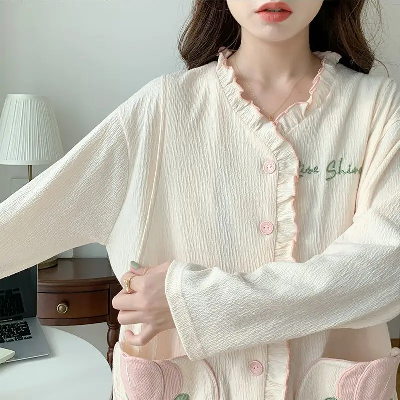 Confinement Clothing Pure Cotton Female Spring Autumn Postpartum Nursing Clothing Women Thin Absorb Sweat Breathable Pajamas