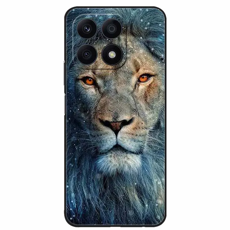 Cool Black Soft TPU Phone Case with Wolf and Lion Design - Durable Back Cover