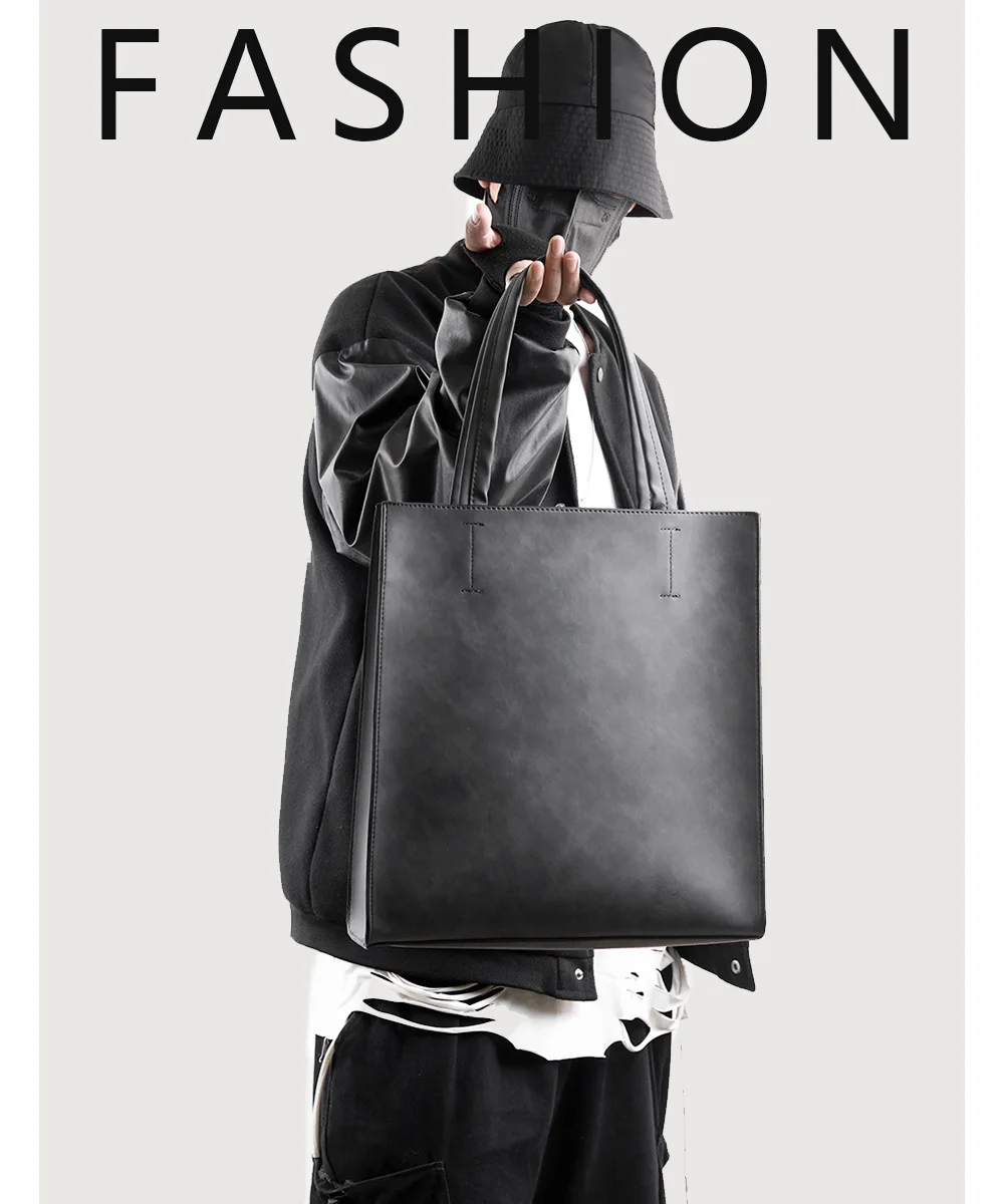 Men's Vertical Large Capaci Handbag Faionable mat Commuter Busin Laptop Bag with Sub-bag Soft PU Material