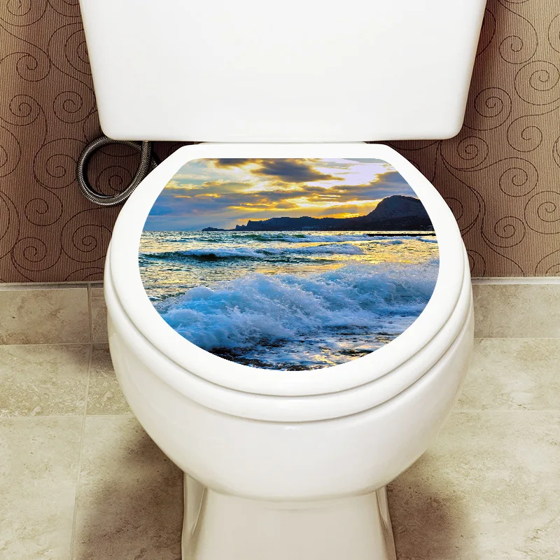 Toilet Seat Stickers DIY Undersea Animal Pattern Bathroom Decor 3D PVC Art Wallpaper Removable Bathroom Decals
