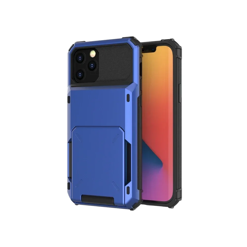 Luxury Flip Card Holder Armor Phone Case with Shockproof Plating Cover