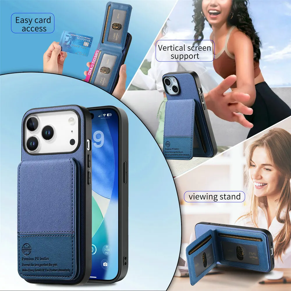 Elegant RFID Blocking Leather Card Holder Phone Case - Premium Protective Cover