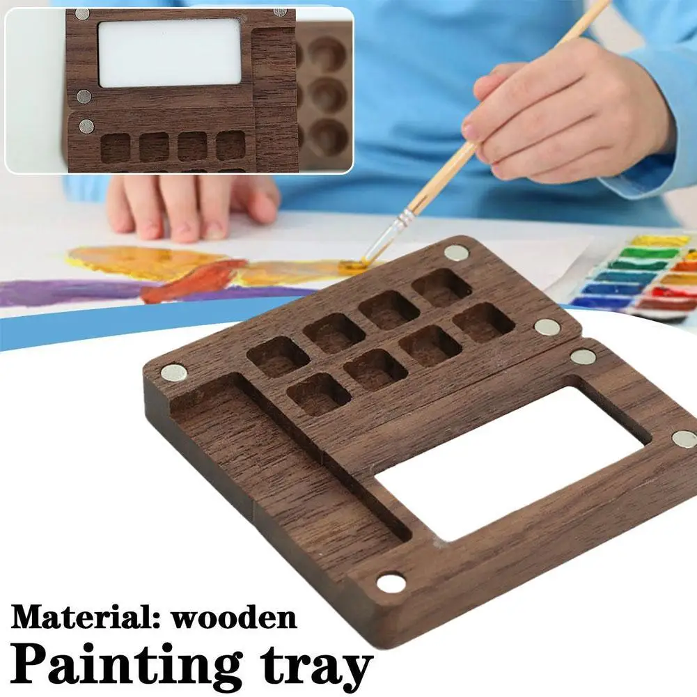 Wooden Handmade Watercolor Paint Box Empty Palette Mini Palette Travel Portable Watercolor Acrylic Paint Box Painting Supplies art drawing tools plastic paint palette portable art toolbox
