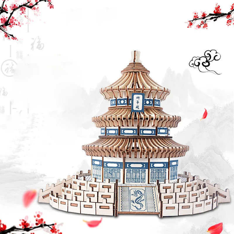 

DIY Wooden Material Package 3D Model Ancient Chinese Style Architecture Style Children Adult High Difficulty Assembly Toys ZD352
