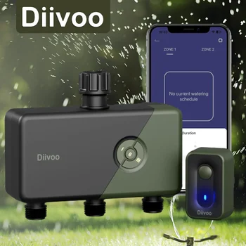 Diivoo WiFi Sprinkler Timer 3 Zone Remote Control Irrigation Timer with Wi-Fi Hub Automatic Manual Watering for Garden