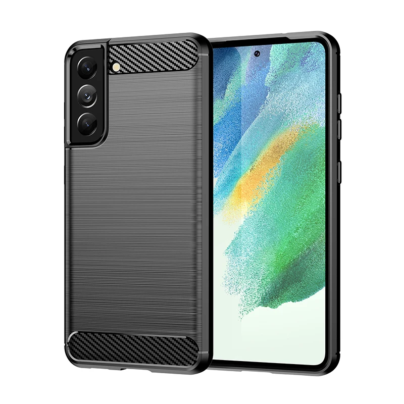 Luxury Matte Carbon Fiber Shockproof Phone Case with Soft Bumper Cover