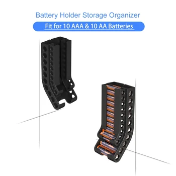 Organizzatore di accumulo di batterie AA e AAA Combo Portabatterie piccolo Supporto da parete Contenitore per dispenser di batterie per batterie 10AAA e 10AA