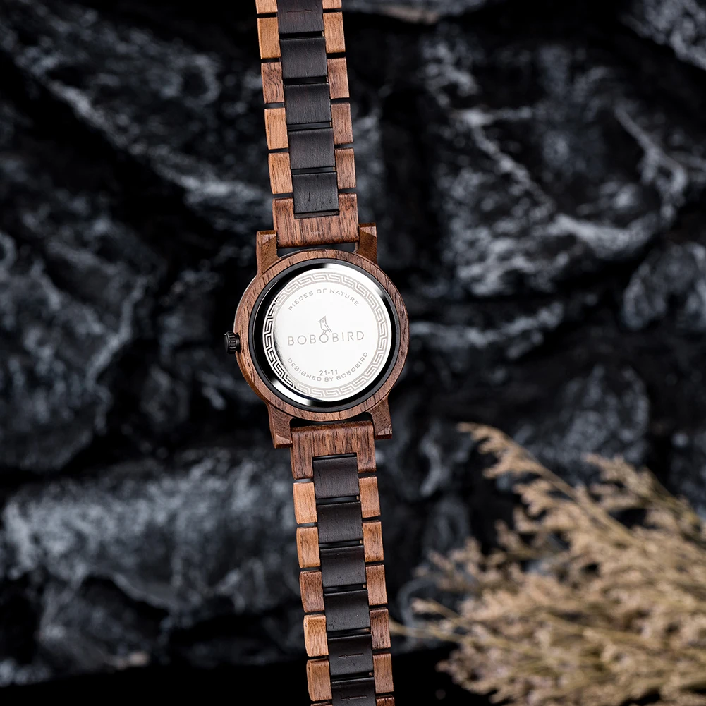 BOBO BIRD Men's Watches Quartz Movement Wristwatches Wood&Rock Watch For Men Timepieces Dropshipping Custom reloj hombre