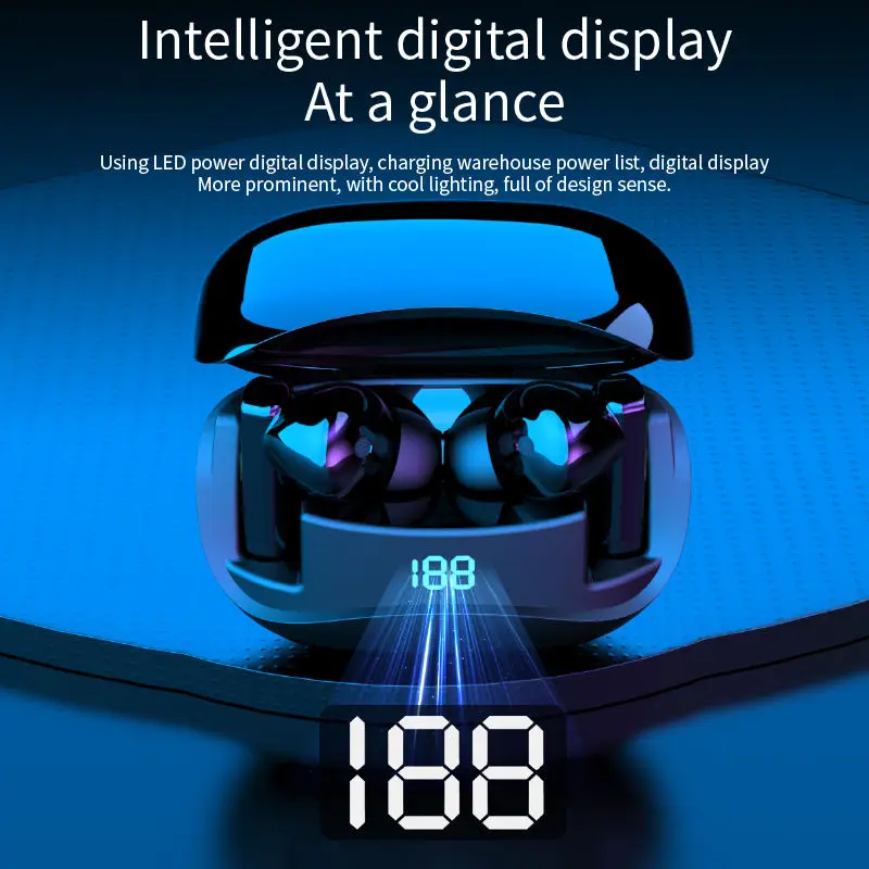 Bluetooth translation earphones waterproof smart digital display multi-language translation colorful light earplugs