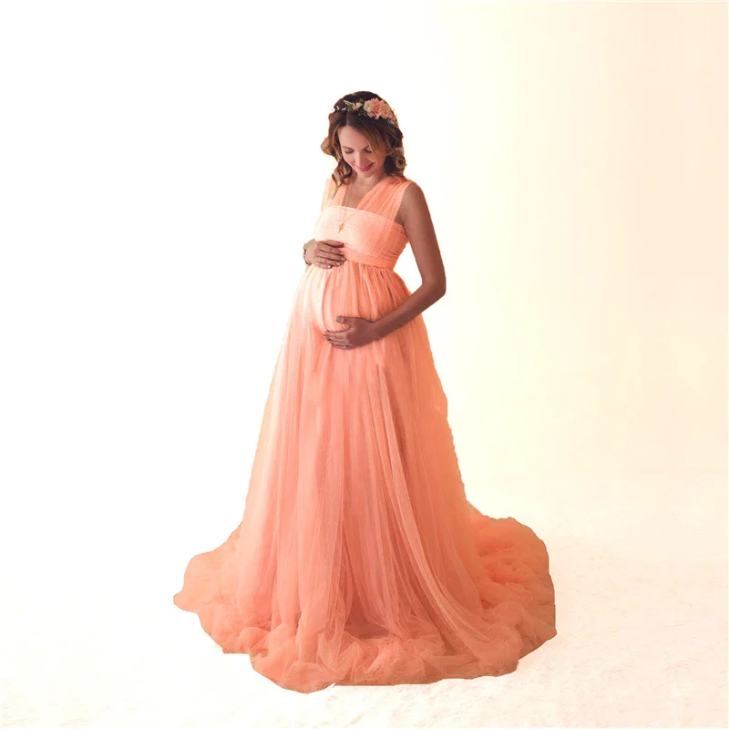 New Maternity Tulle Dresses For Photo Shoot Pregnancy Tail Dress Photography Robe Maxi Gown Maternity Prom Dresses Vestidos