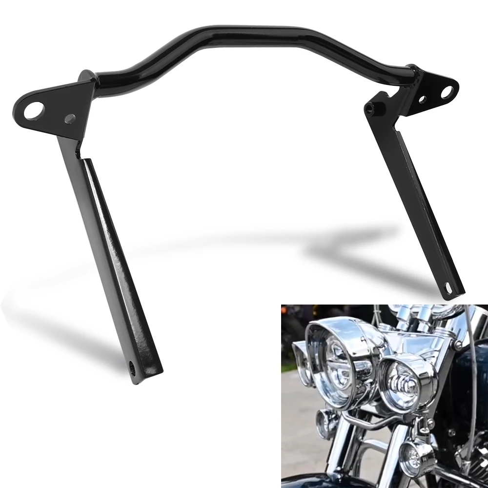 

Motorcycle Gloss Black Passing Lamp Light Bar Mount For Harley Softail Classic Fatboy FLSTF Heritage 2002-2017 2016 2015 2014