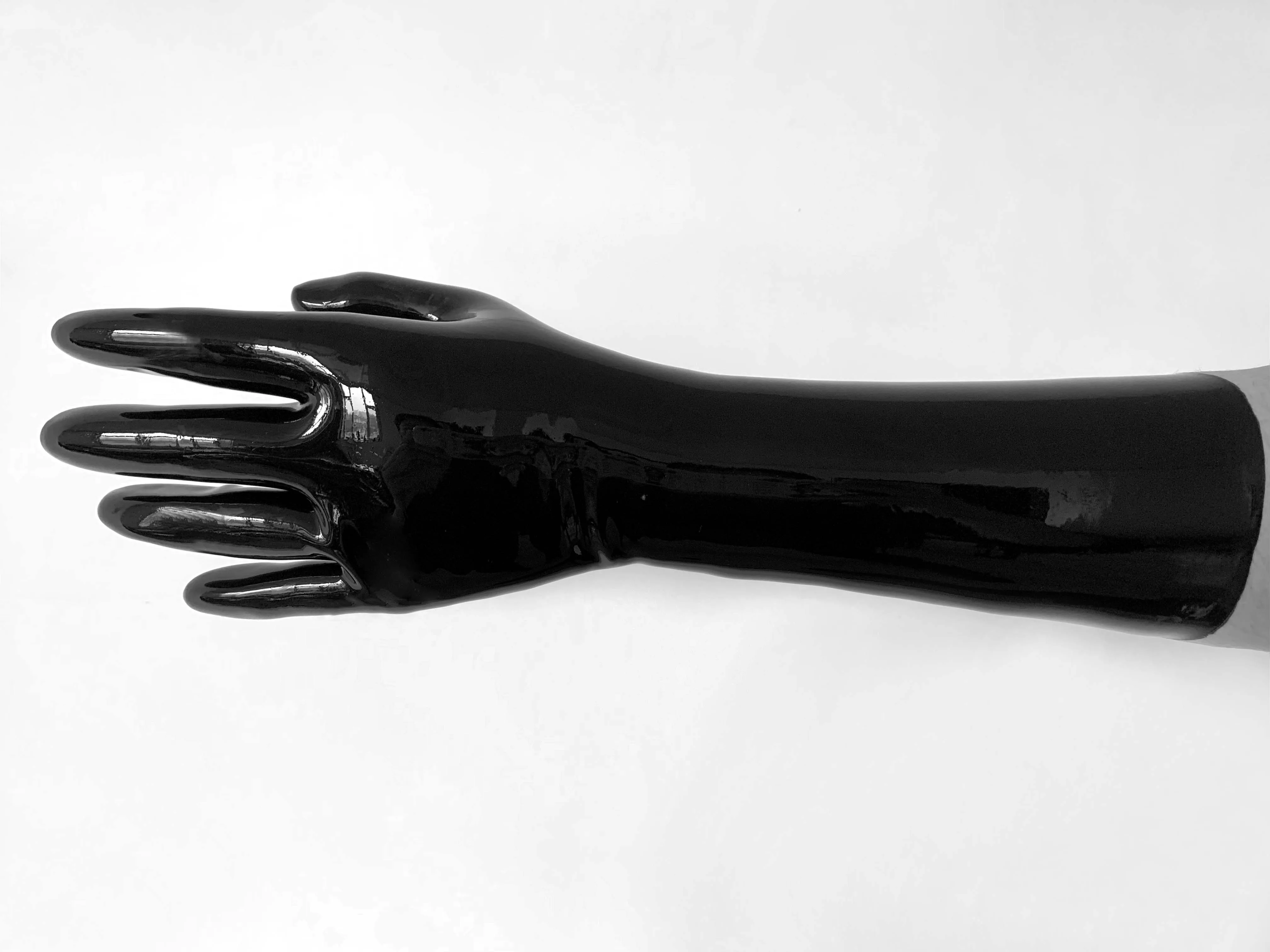 Latex Gloves Sexy Black Short Rubber Gloves Adult Unisex Seamless Gloves One-time molding