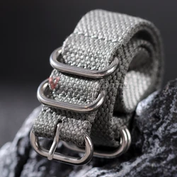 High Quality Nylon Watch Strap in Brown and Army Green - Sporty Military - Style Replacement Band - 22mm (Grey)