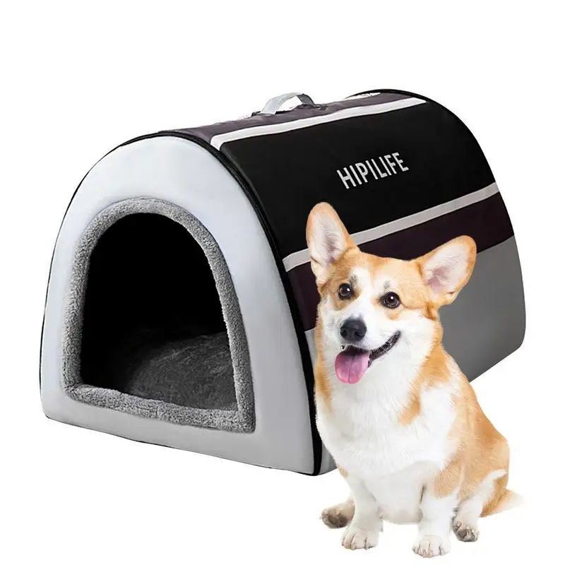 

Indoor Dog House Soft Cozy Dog Cave Bed Foldable Removable Warm House Nest With Fluffy Mat For Small Medium Pets Animals Kennel