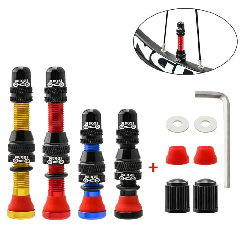 

1 Set 40mm/60mm Bike Schrader Valve Aluminum Alloy with Wrench Tubeless Tire Valves Abrasion Resistance CNC Technology