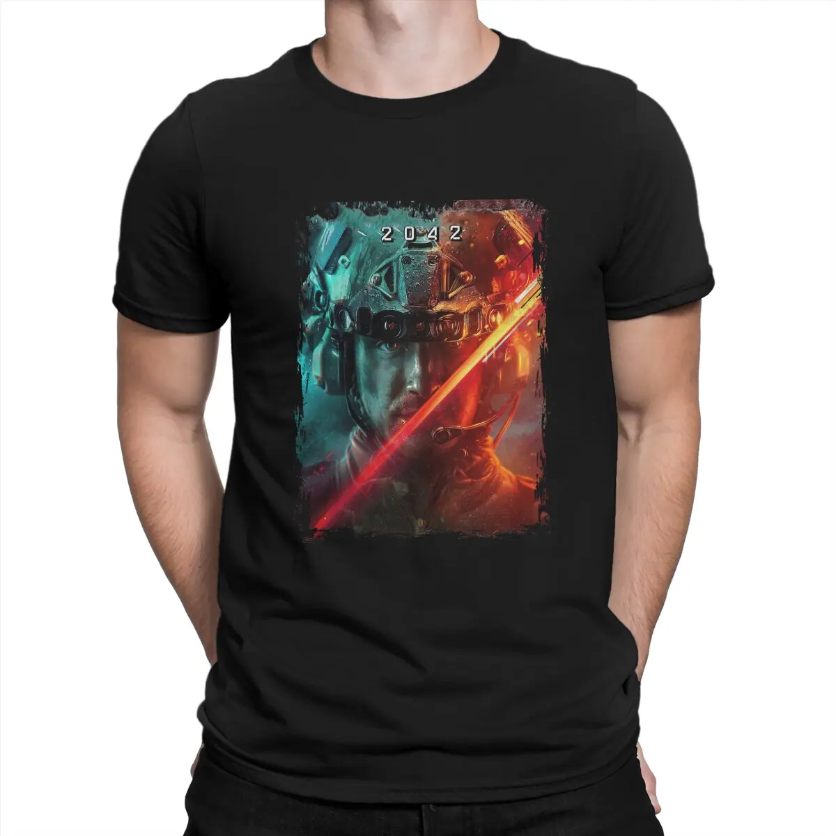 

Battlefield Video Game 2042 warrior T Shirt Vintage Fashion Men's Tshirt O-Neck Men Tops