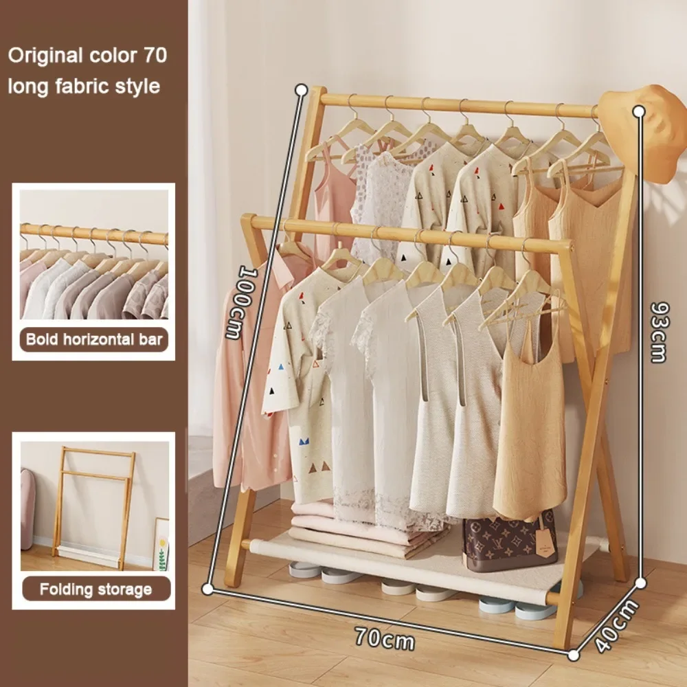Floor Folding Clothes Hanger Bamboo Multifunctional Clothes Towel Racks Hallway Shoes Moistureproof Organizer Hanger Furniture clothes rack
