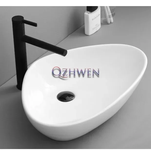 Triangle Bathroom Sink Modern Minimalist Home Toilet Ceramic Washbasin Hotel Washroom Countertop Art Basin 59X39X14cm